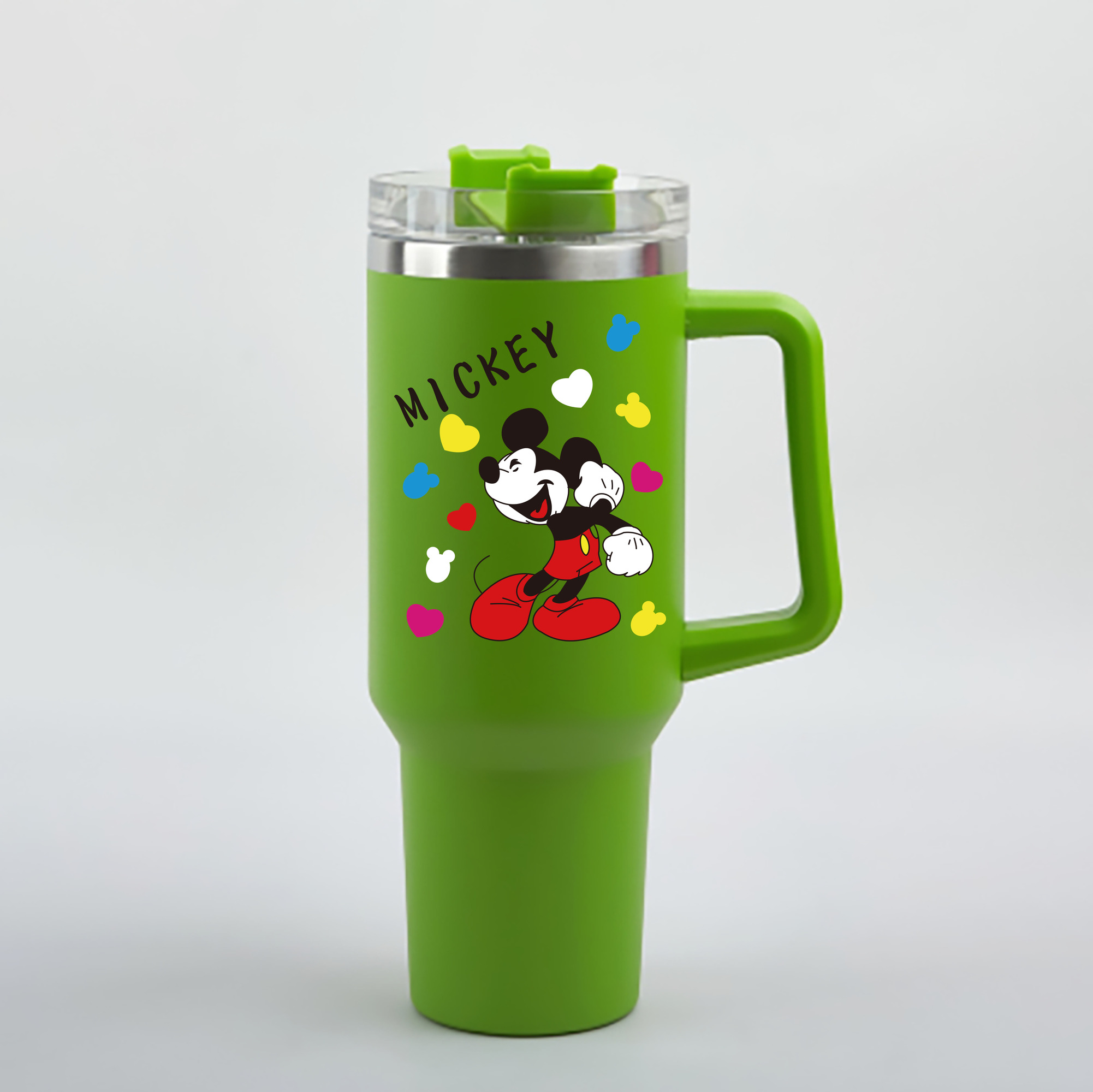 ミッキーマウス Mickey Mouse 1200mL車用タンブラー - クリスタルステッカー（プラスチックストロー付き）